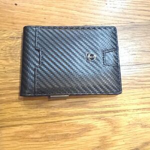 Travando Mens Slim Bifold Wallet Carbon Fiber RFID Blocking Money Clip Black
